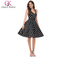 Grace Karin Retro Style Cotton 50s Polka Dots Dress 1950s Vestidos vintage CL4599-1 #